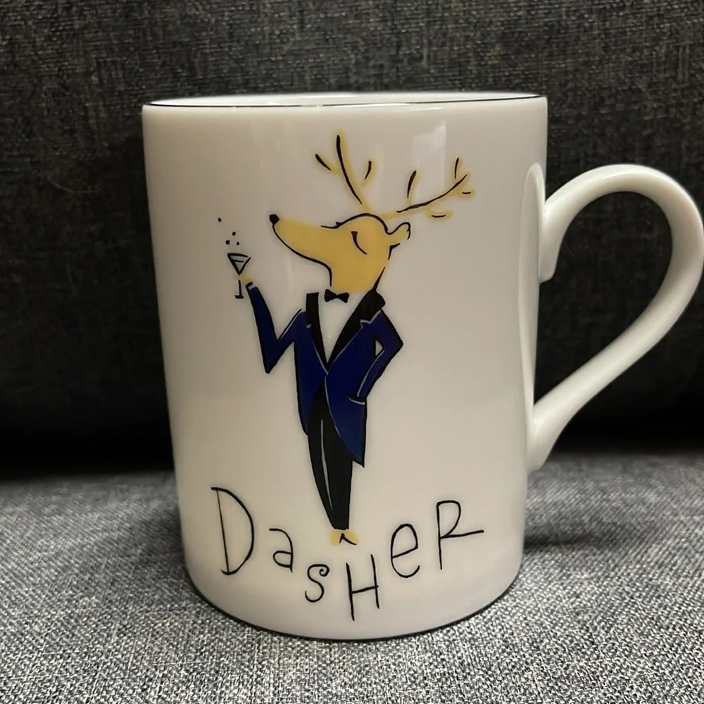 Pottery Barn Santa’s Reindeer Silver Rim Mug